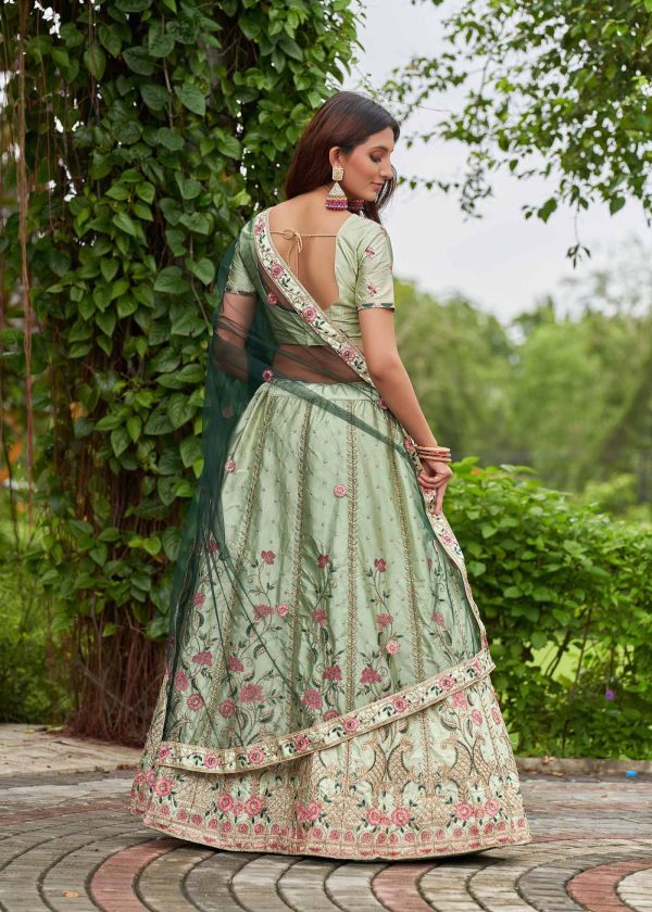 Pista Embroidered Lehenga Choli