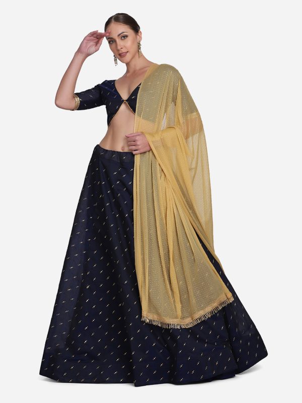 Foil Work Blue Lehenga