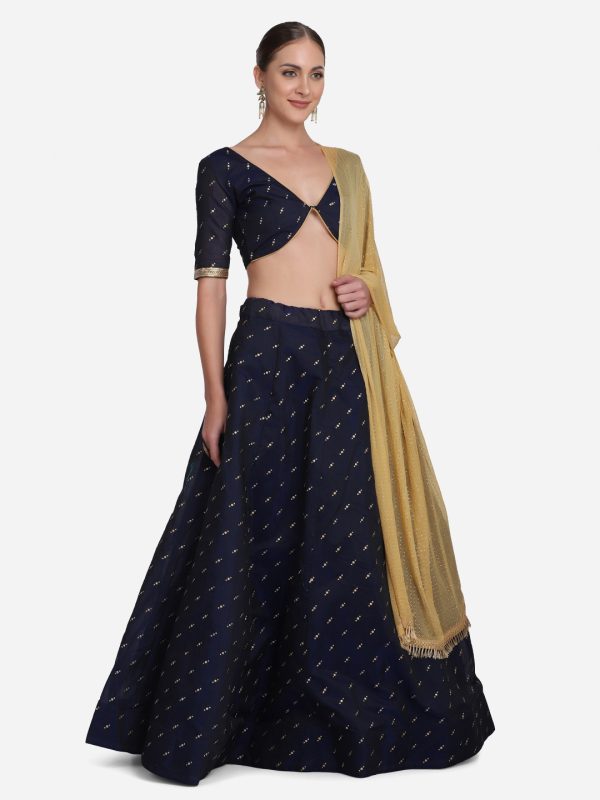 Foil Work Blue Lehenga