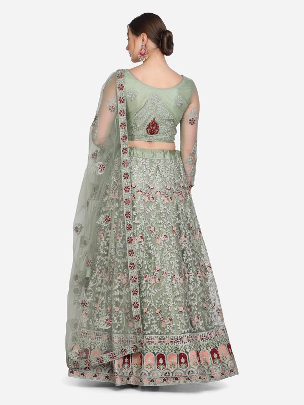 Thread Worked Pista Net Lehenga Choli