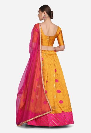 Zari Woven Lehenga Choli in Yellow