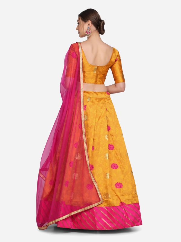 Zari Woven Lehenga Choli in Yellow