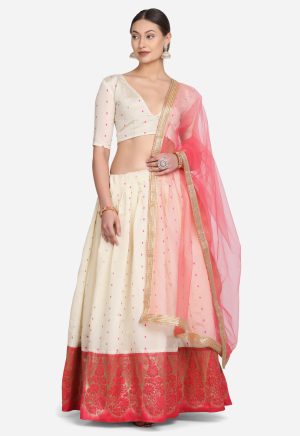 White Foil Print Lehenga Choli