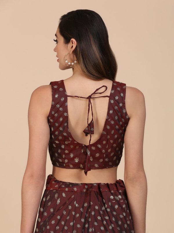 Foil Printed Brown Lehenga Choli