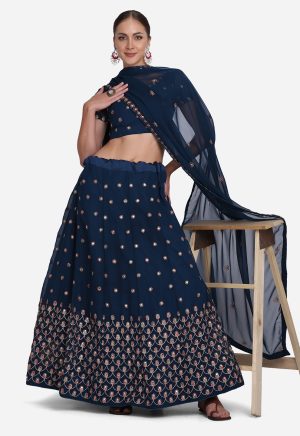 Georgette Blue Lehenga Choli