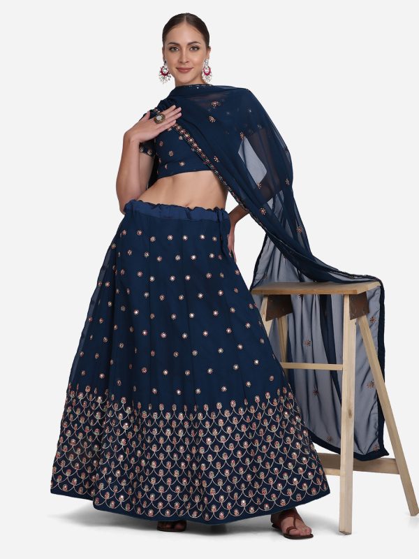 Georgette Blue Lehenga Choli