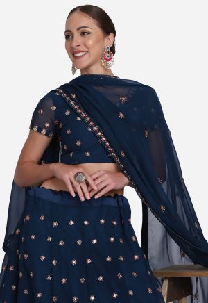 Georgette Blue Lehenga Choli