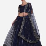 Blue Net Sequenced Lehenga