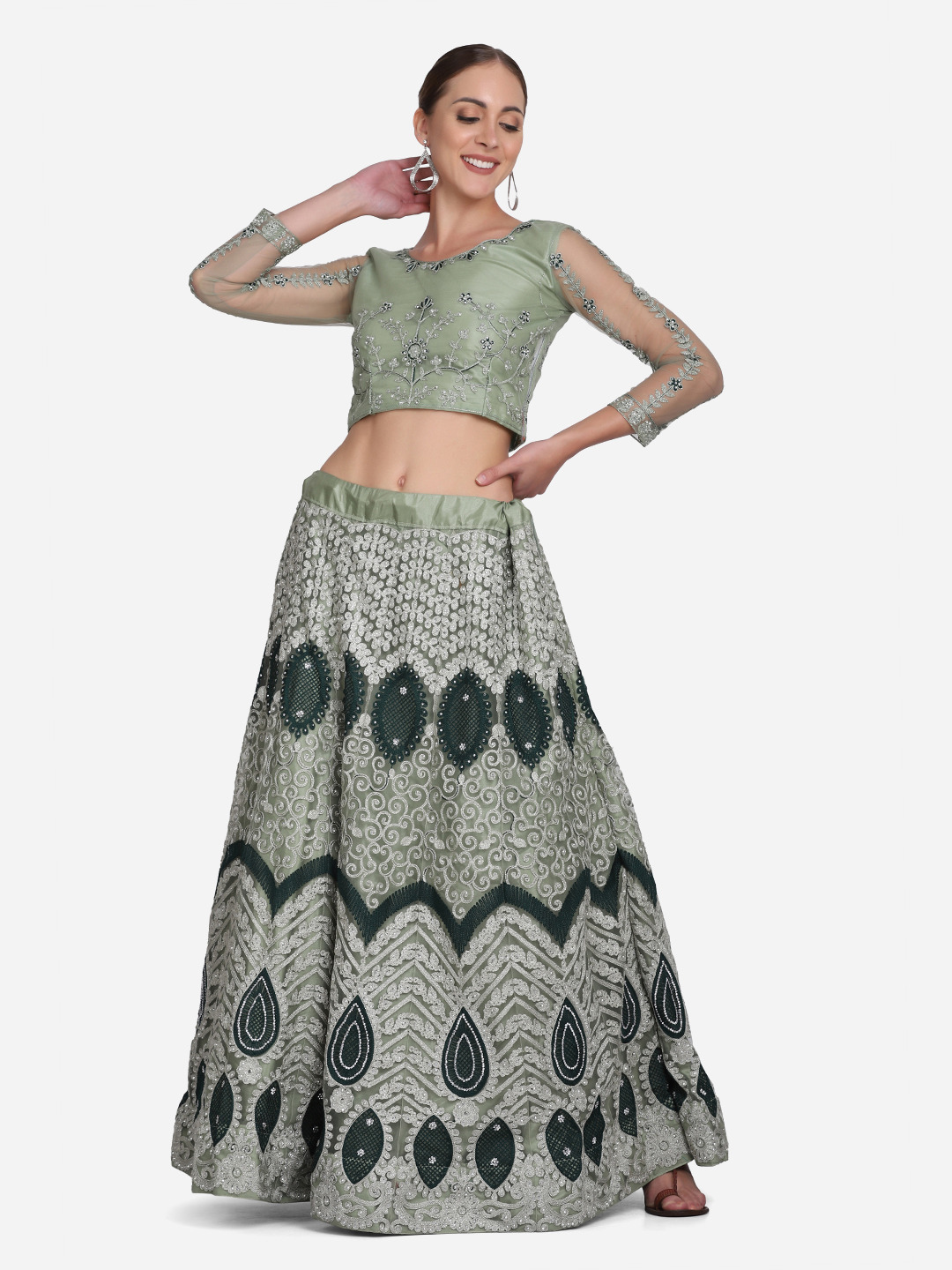 Smoky Green Designer Lehenga