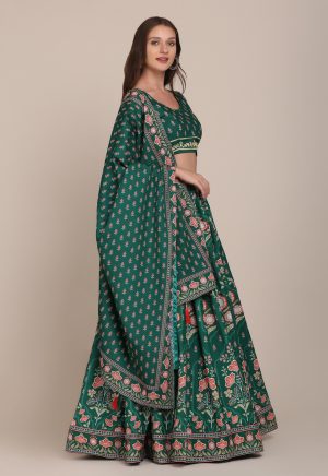 Green Floral Printed Lehenga Choli