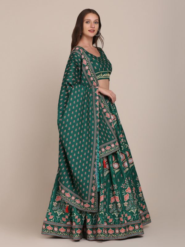 Green Floral Printed Lehenga Choli