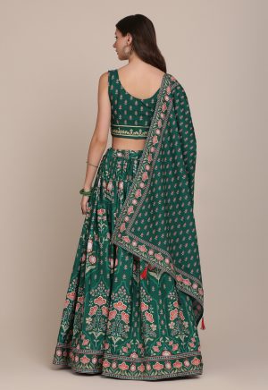 Green Floral Printed Lehenga Choli