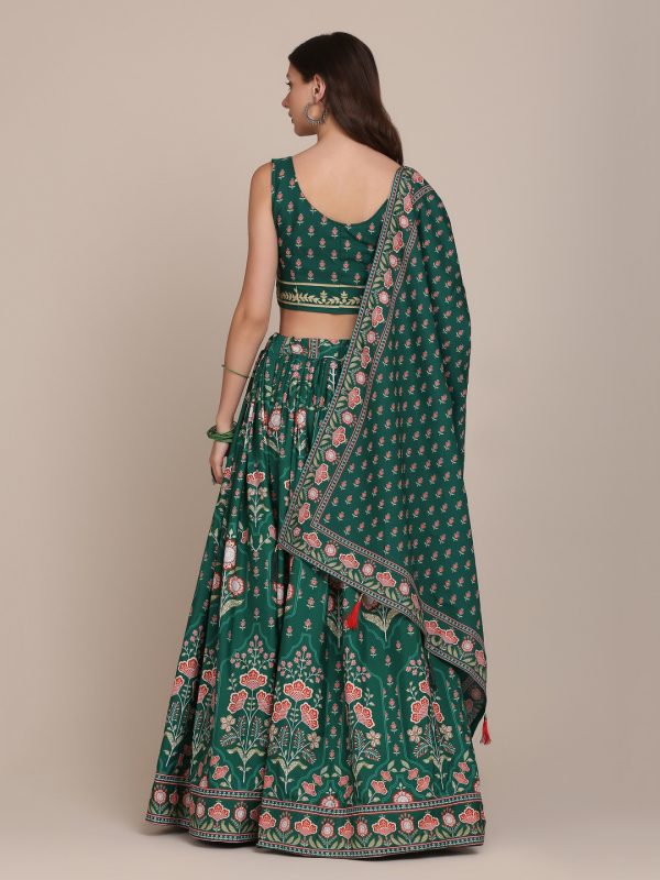 Green Floral Printed Lehenga Choli