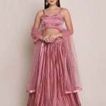 Self Design Satin Pink Lehenga