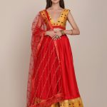 Red Taffeta Silk Lehenga Choli