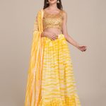 Shibori Printed Taffeta Silk Lehenga