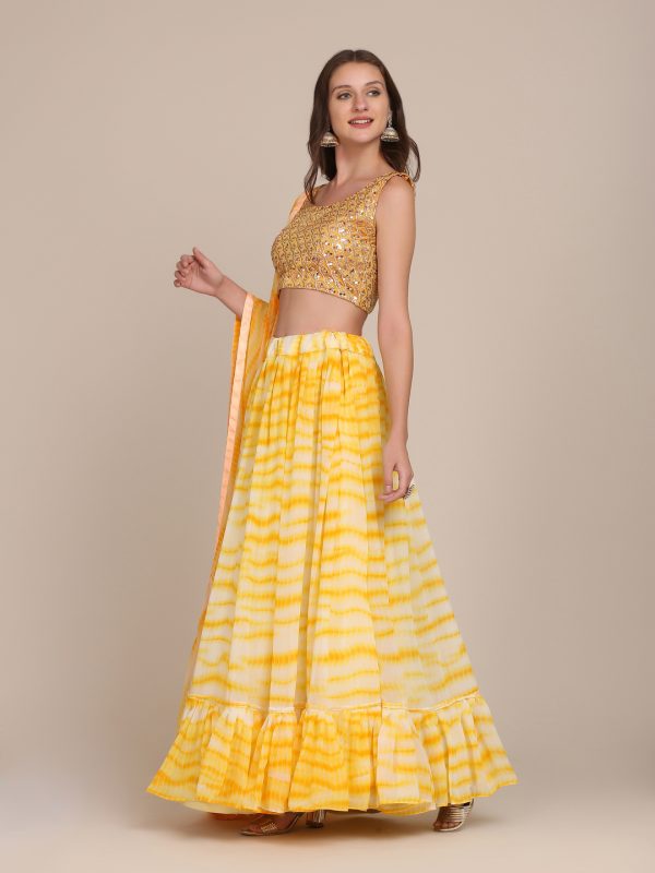 Shibori Printed Taffeta Silk Lehenga