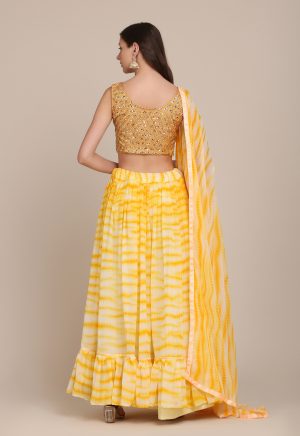 Shibori Printed Taffeta Silk Lehenga