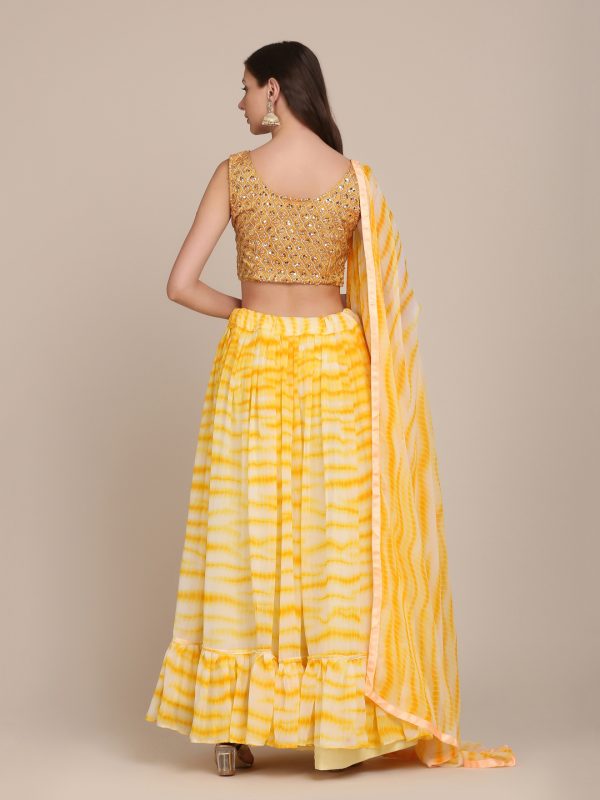 Shibori Printed Taffeta Silk Lehenga