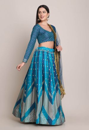 Silk Blend Rama Lehenga