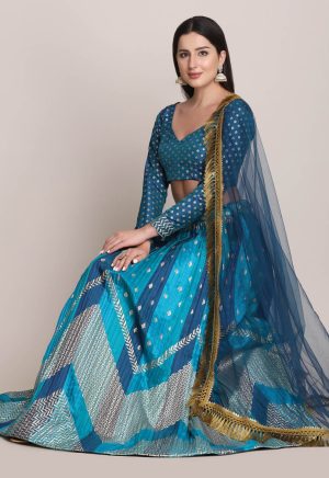 Silk Blend Rama Lehenga