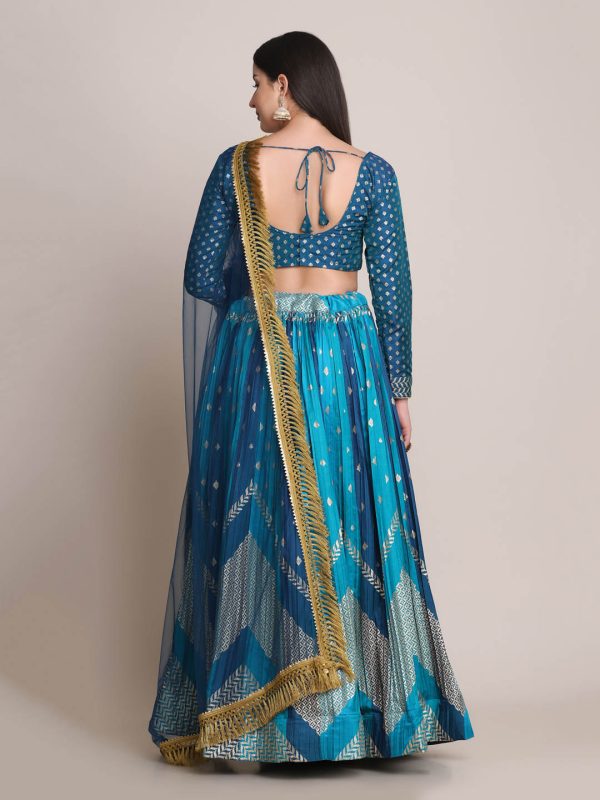 Silk Blend Rama Lehenga