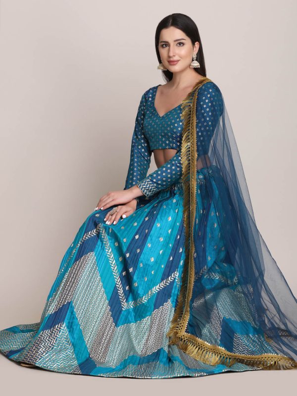 Silk Blend Rama Lehenga