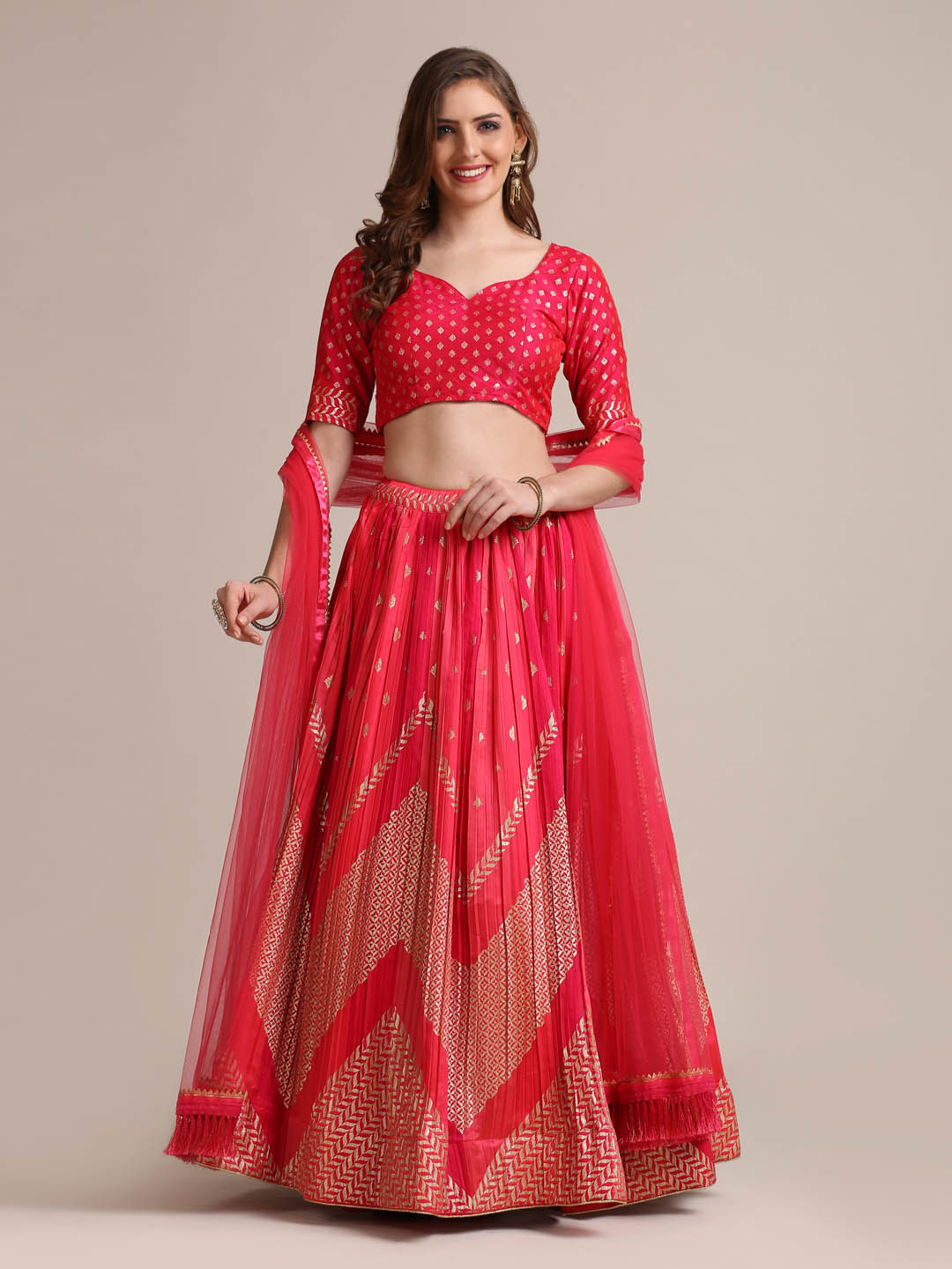 Silk Blend Pink Lehenga