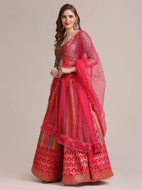 Zari Waving Pink Lehenga Choli