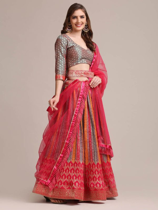 Zari Waving Pink Lehenga Choli