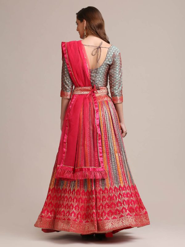 Zari Waving Pink Lehenga Choli