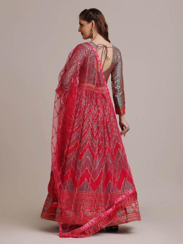 Pink Zari Waving Lehenga