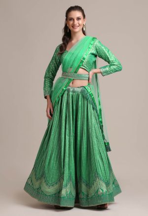 Silk Blend Rama Lehenga