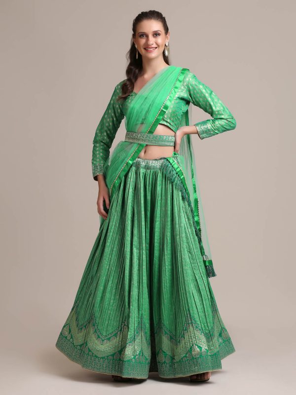 Silk Blend Rama Lehenga