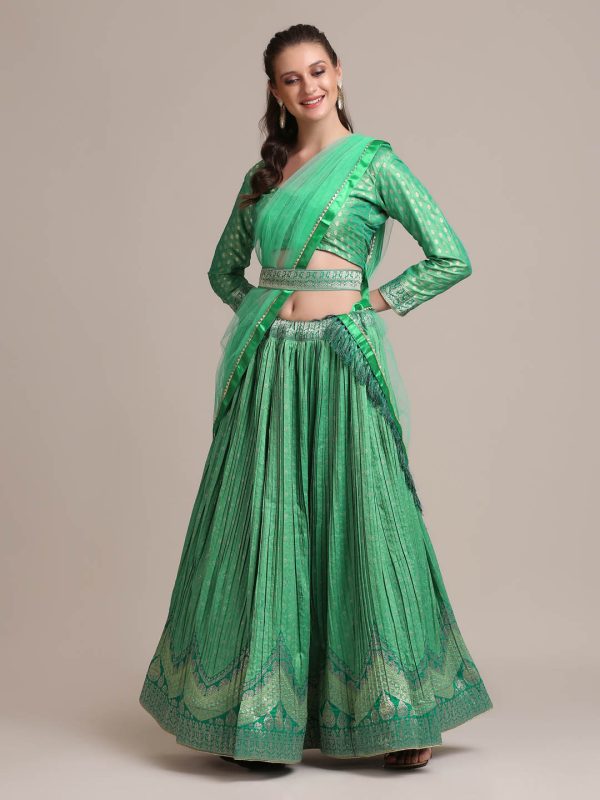 Silk Blend Rama Lehenga