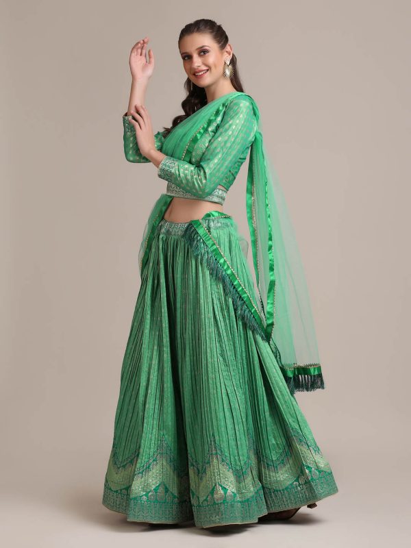 Silk Blend Rama Lehenga