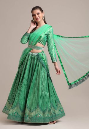 Silk Blend Rama Lehenga