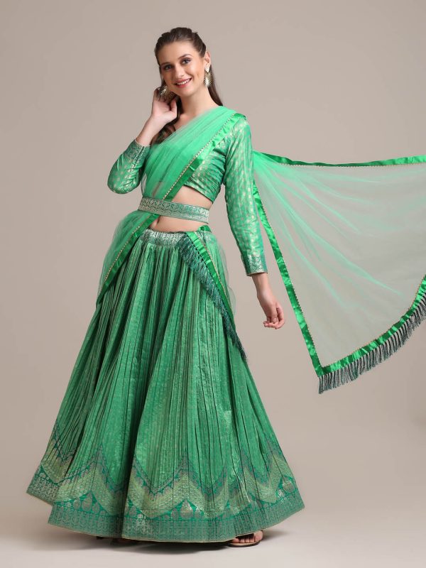 Silk Blend Rama Lehenga