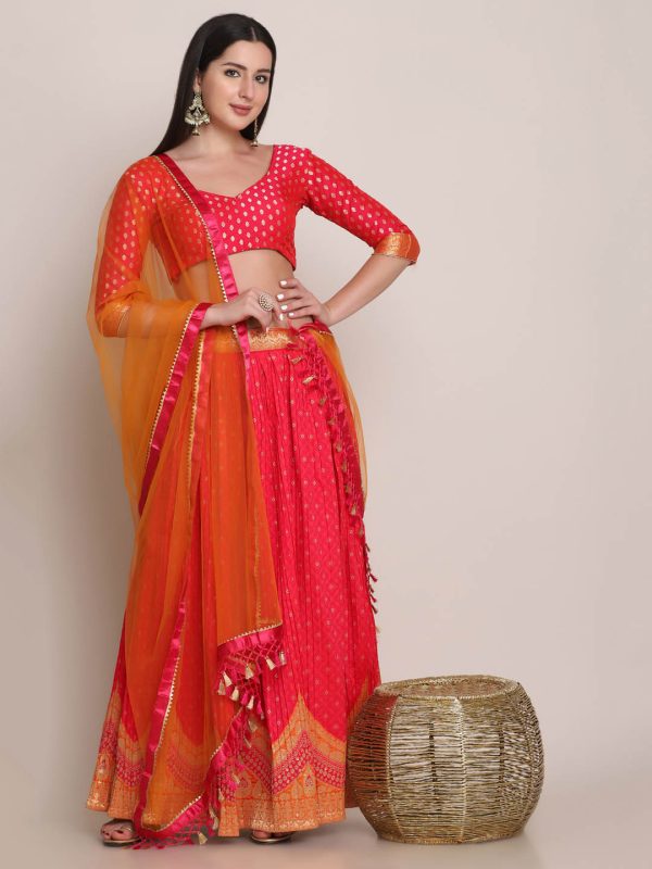 Silk Blend Pink Lehenga