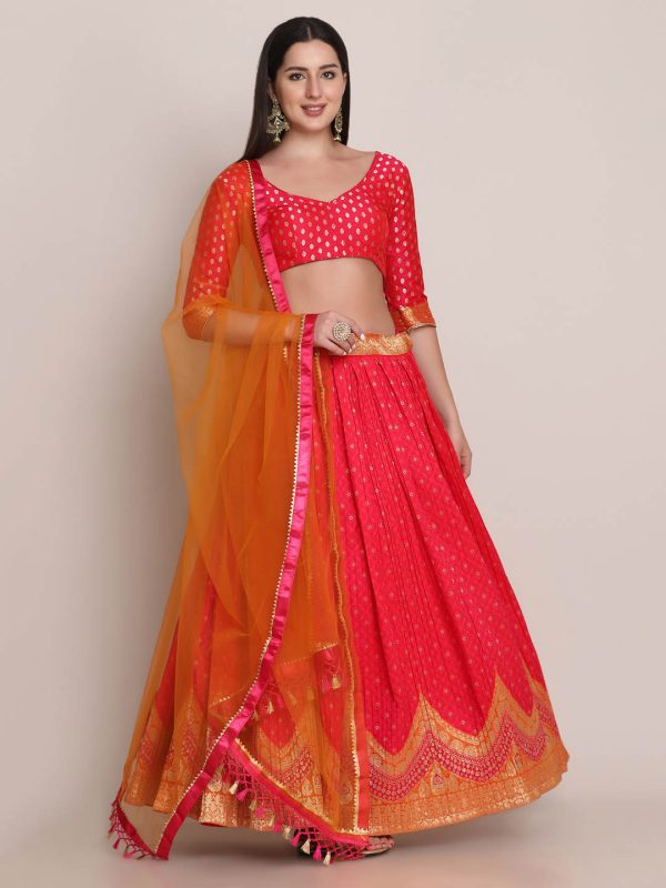 Silk Blend Pink Lehenga