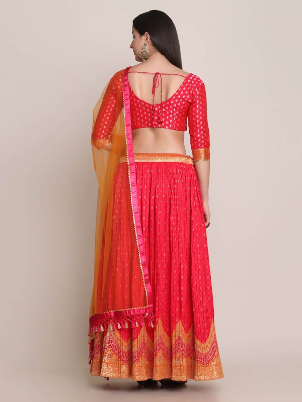 Silk Blend Pink Lehenga