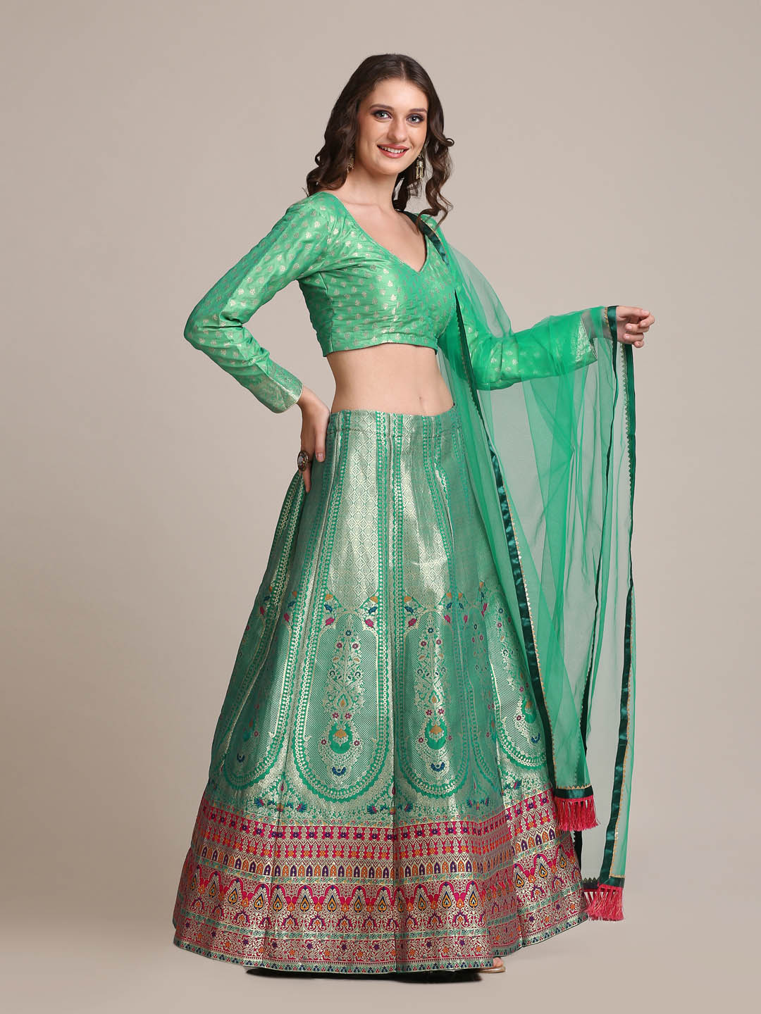 Jacquard Silk Rama Lehenga Choli