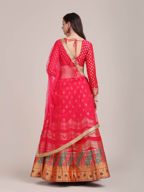 Woven Work Red Lehenga