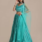 Satin Sea Green Lehenga