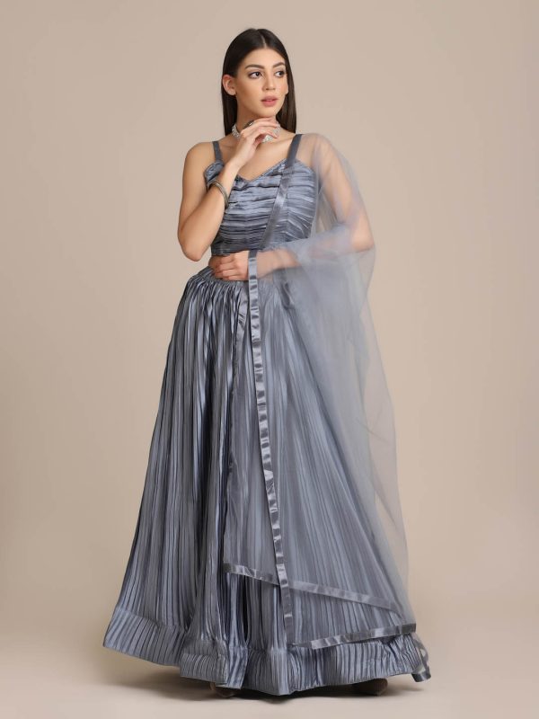 Satin Grey Lehenga