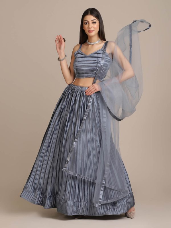 Satin Grey Lehenga