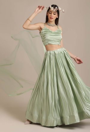 Satin Light Green Lehenga