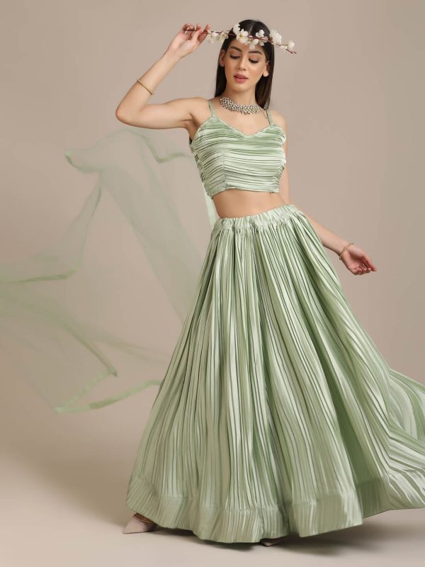 Satin Light Green Lehenga