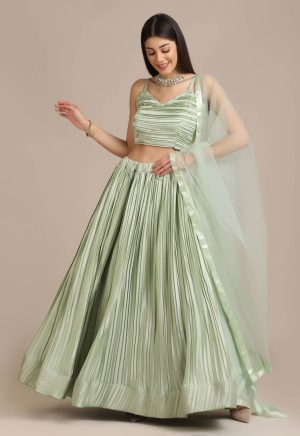 Satin Light Green Lehenga