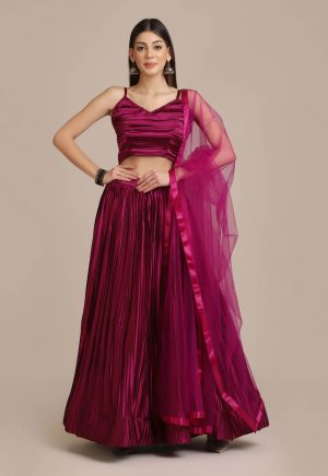 Satin Purple Lehenga